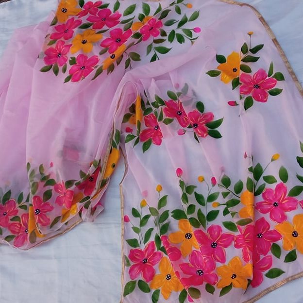 hand painted saree