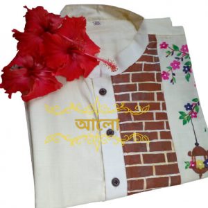 Hand Painted Dress aarong cotton Panjabi shari (2)