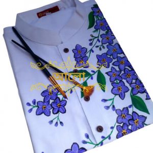 Hand Painted Dress aarong cotton Panjabi shari (8)